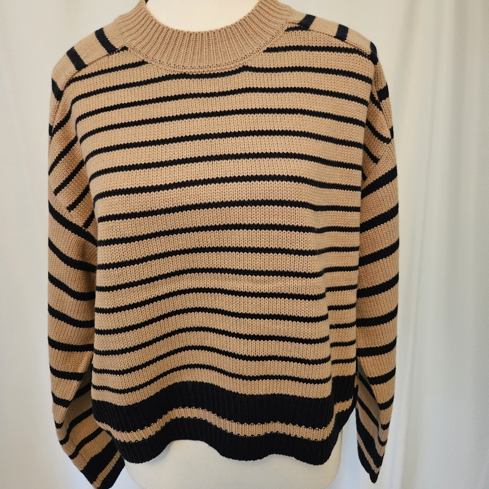 NWOT Industry Brand Striped Knit Sweater - Black and Tan, Size S